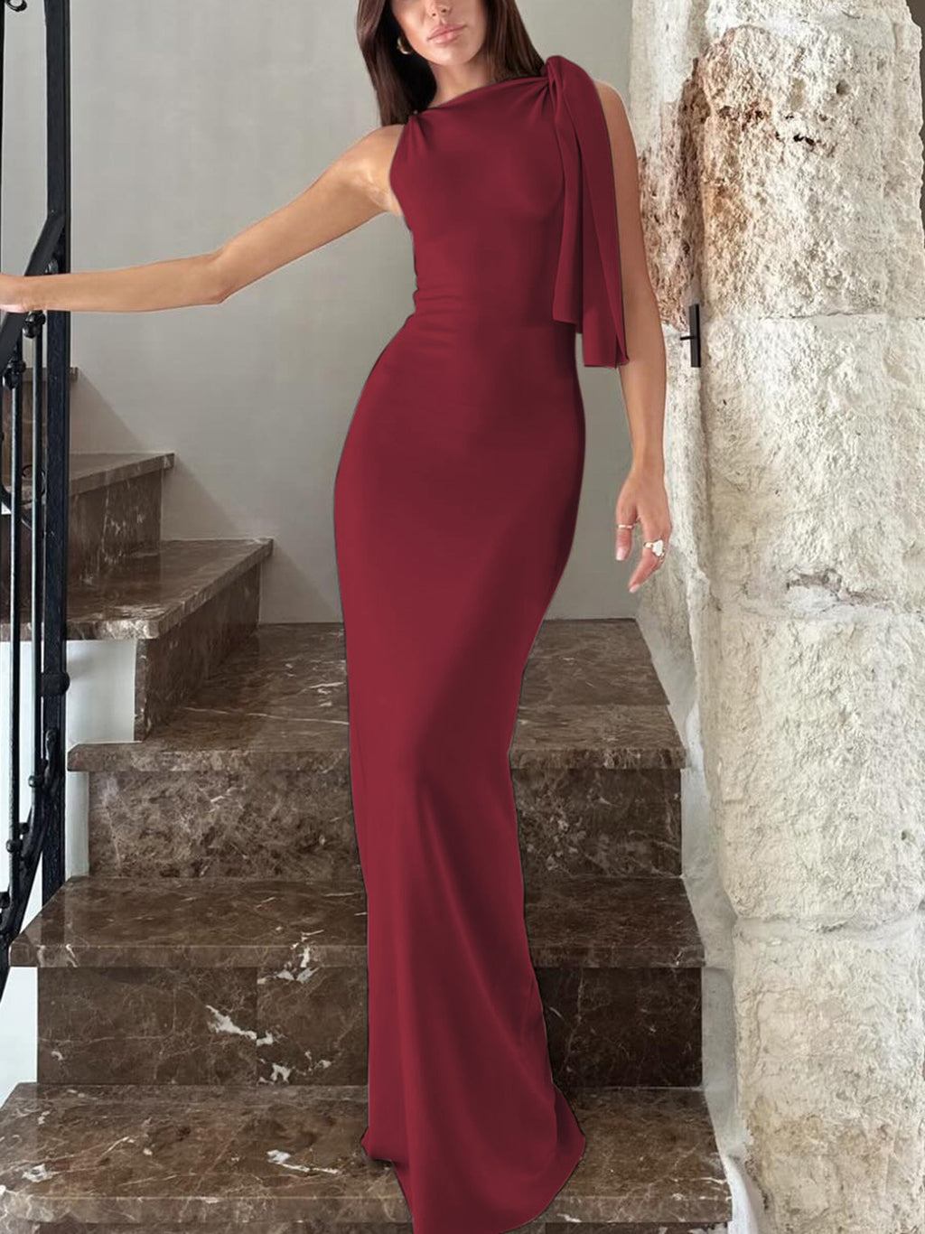 Verya | One Shoulder Maxi Jurk