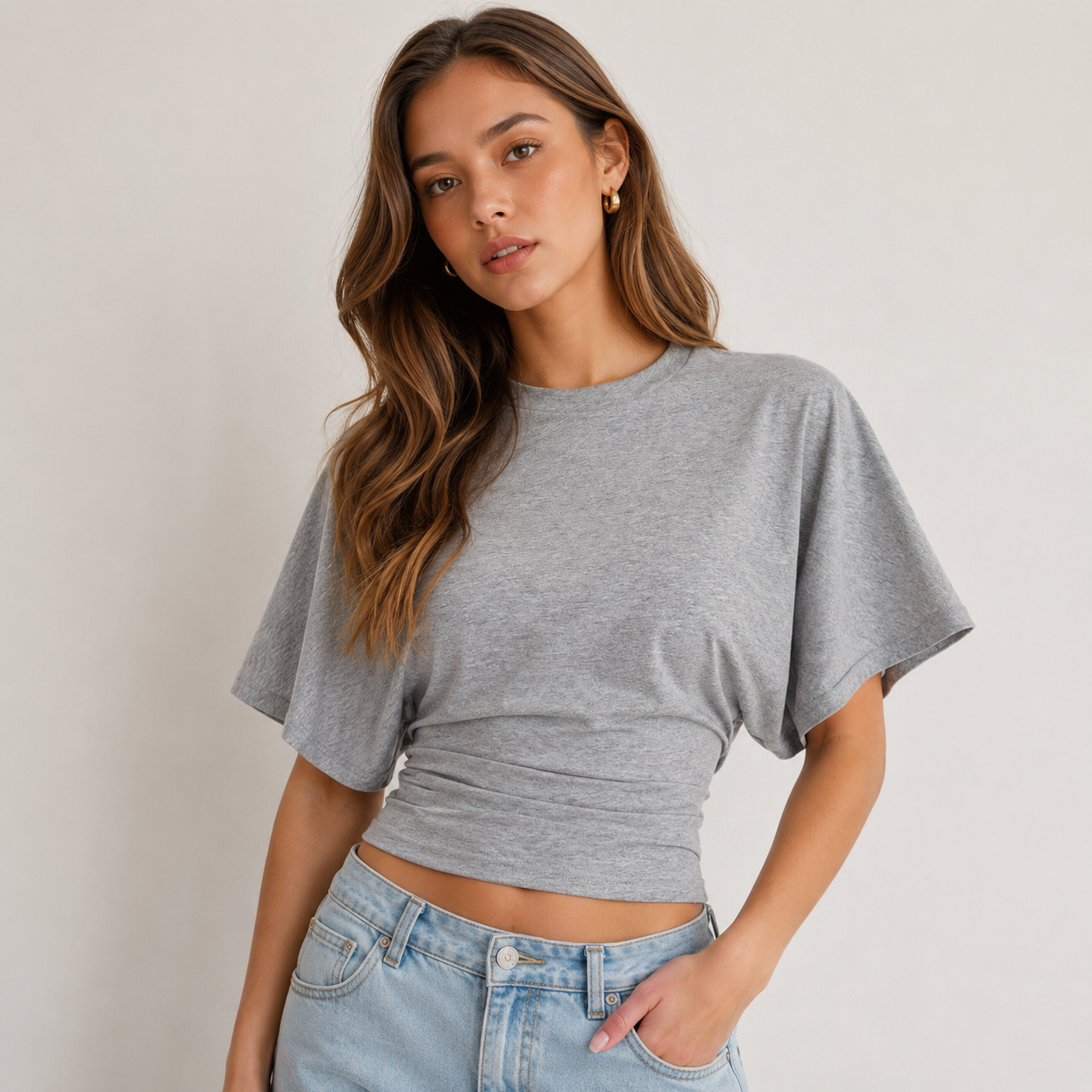Kaia | Dames Batwing Crop Top met Loose Fit