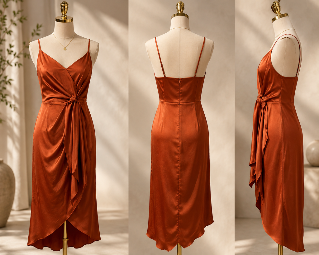 Isabella | Satin Midi Jurk Dames Chic