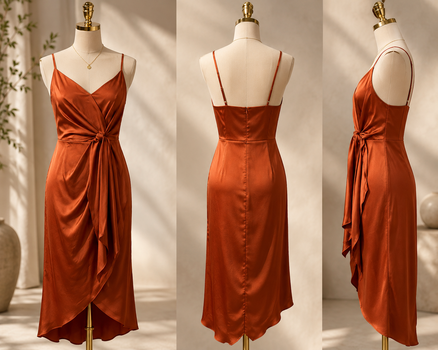 Isabella | Satin Midi Jurk Dames Chic