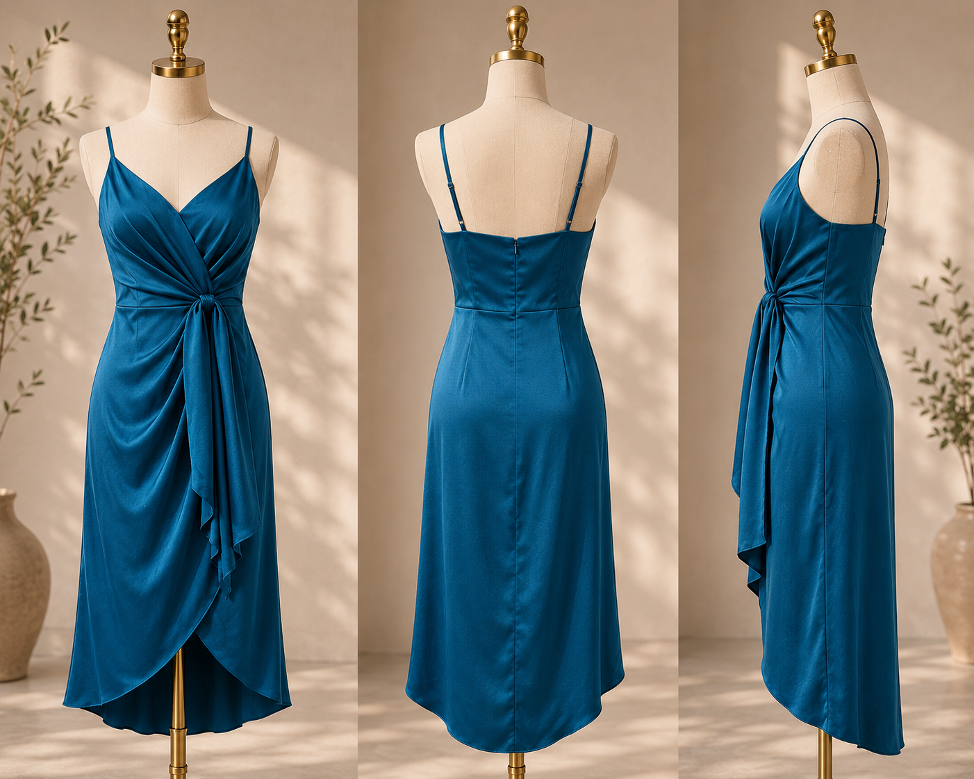 Isabella | Satin Midi Jurk Dames Chic