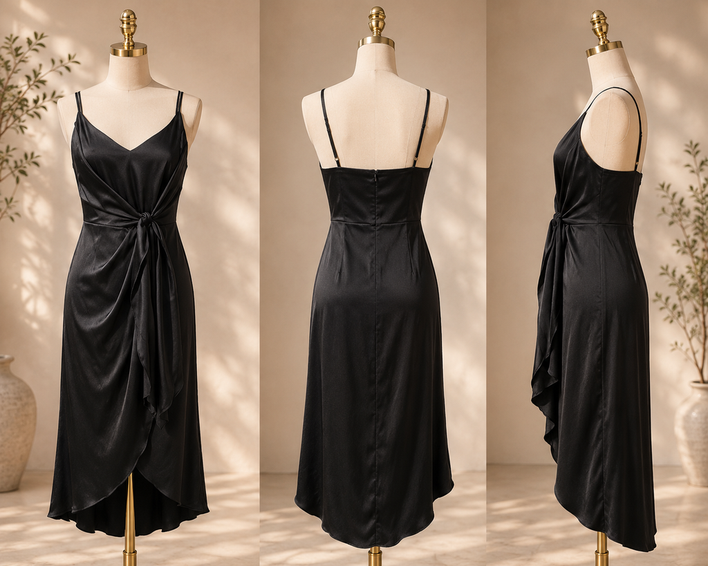Isabella | Satin Midi Jurk Dames Chic