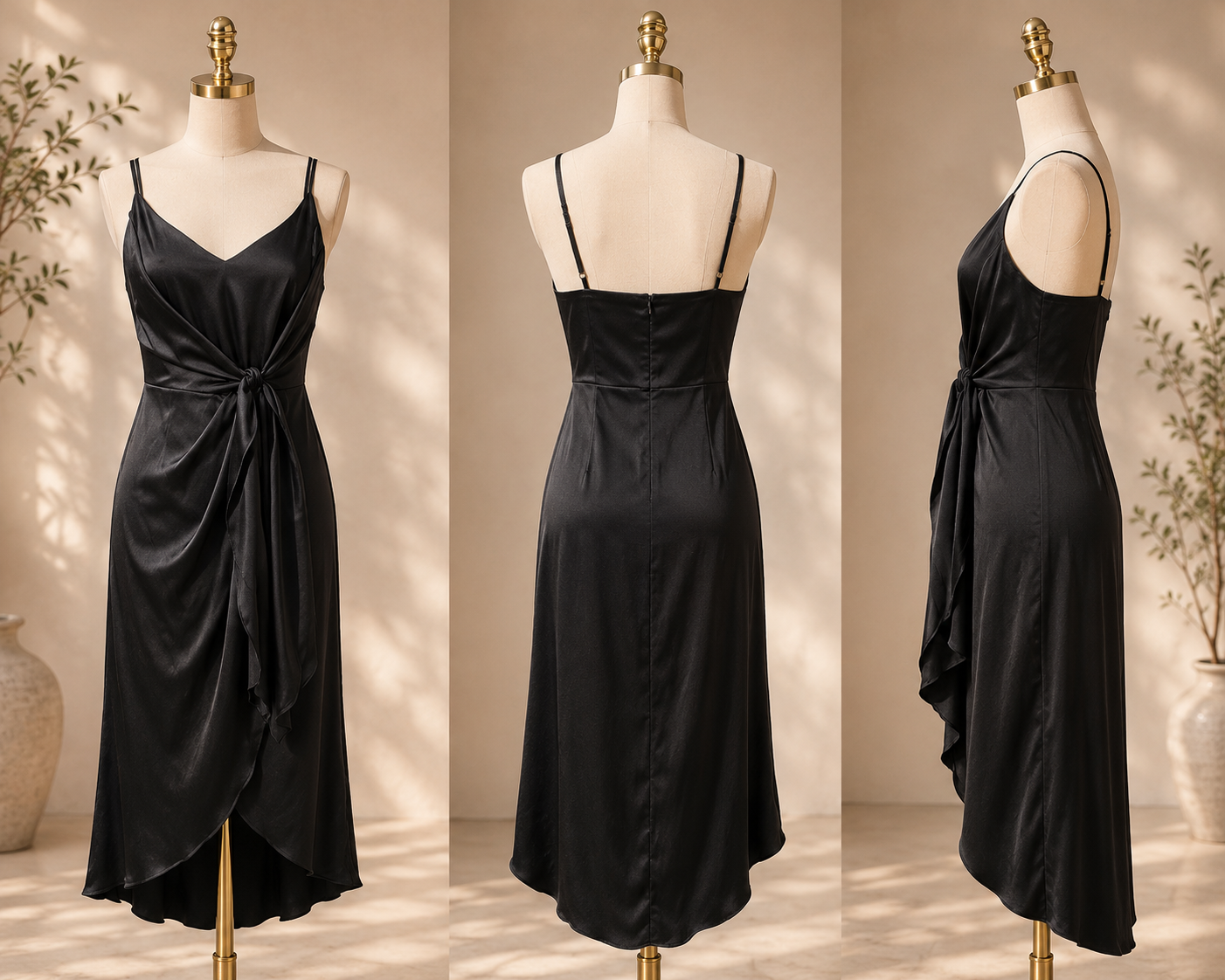 Isabella | Satin Midi Jurk Dames Chic
