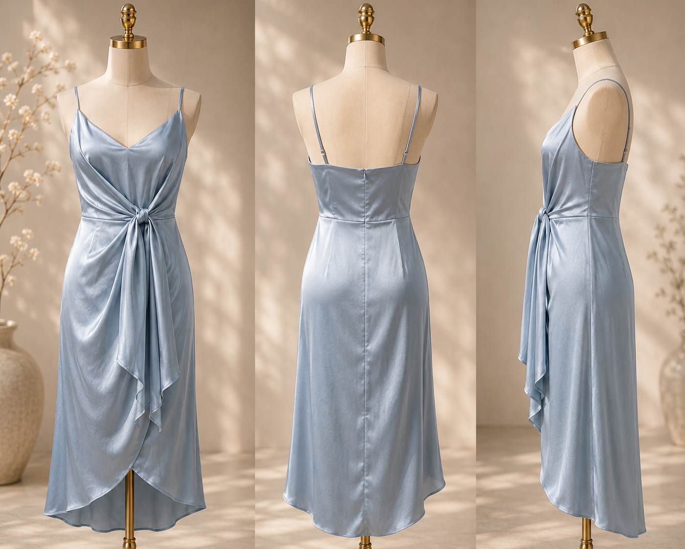 Isabella | Satin Midi Jurk Dames Chic