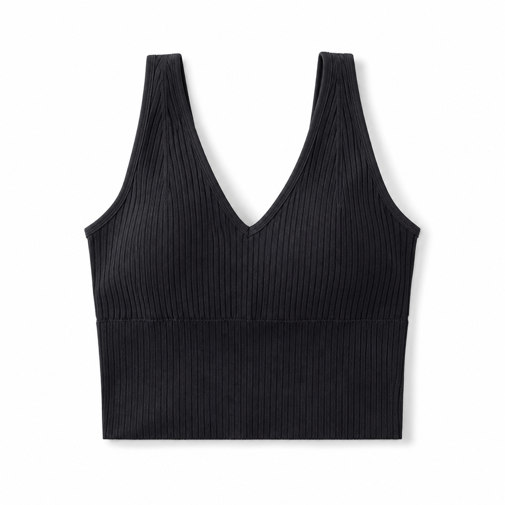 Jade | Seamless Rib V-Hals Top One Size