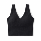 Jade | Seamless Rib V-Hals Top One Size