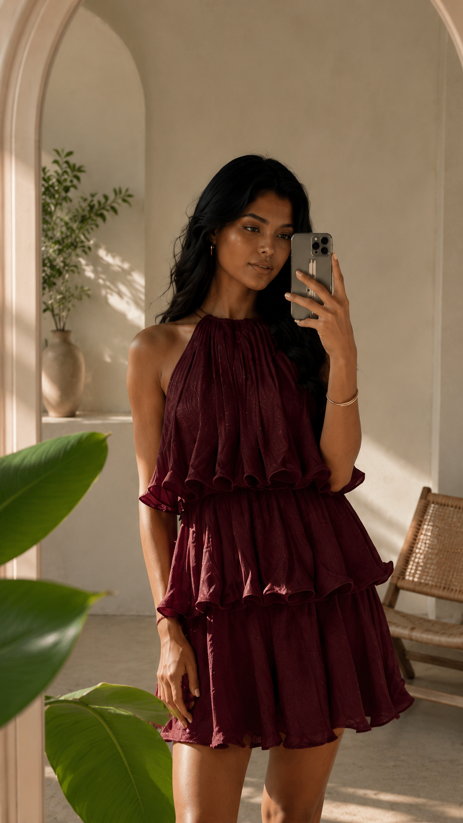 Alessia | Gelaagde Halter Maxi Jurk