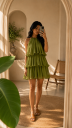 Alessia | Gelaagde Halter Maxi Jurk