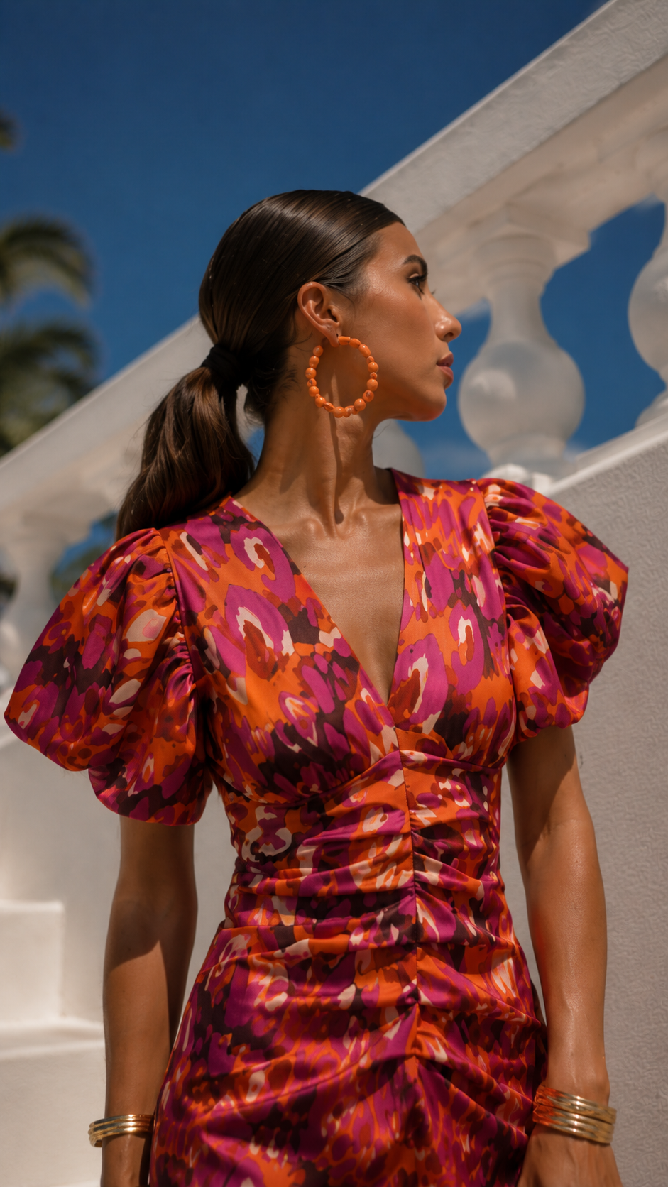 Donna | Maxi Jurk met Pofmouwen & V-Hals