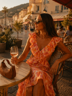 Noor | Ruffle Maxi Jurk Dames met Open Taille