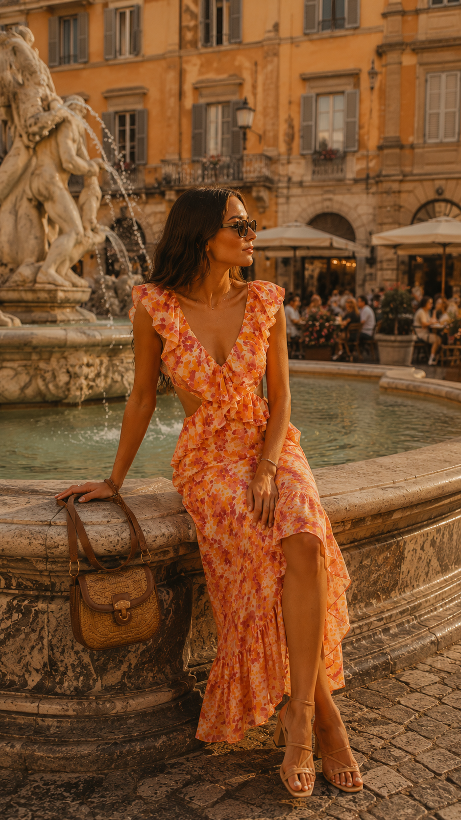Noor | Ruffle Maxi Jurk Dames met Open Taille