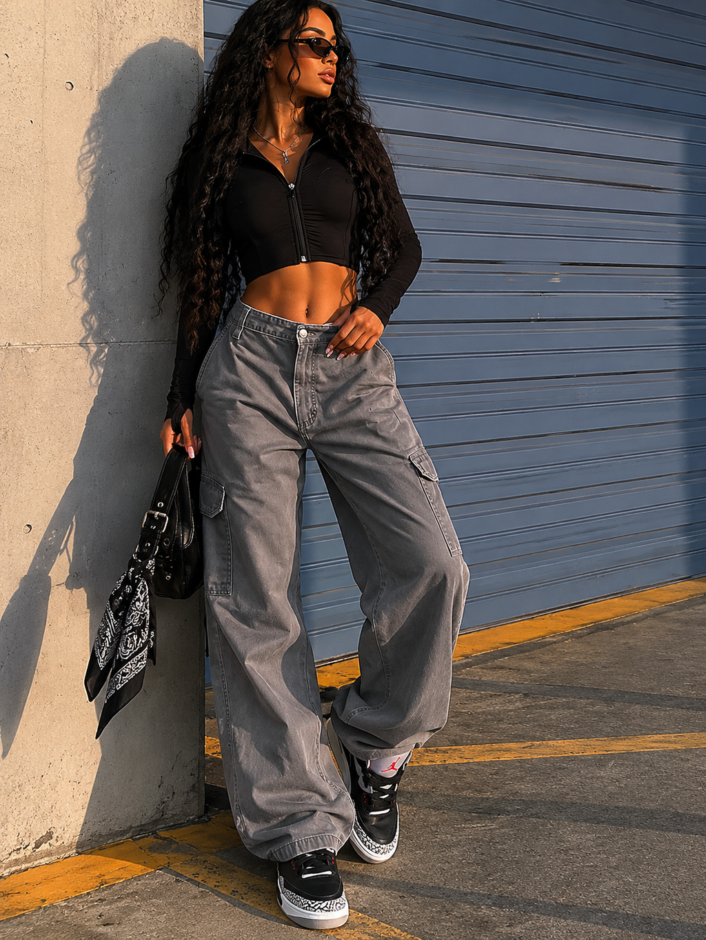 Benji | High Waist Cargo Wide Leg Jeans voor Dames