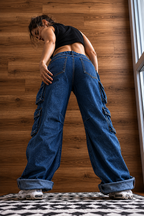 Jacky | Baggy Cargo Wide Leg Jeans voor Dames