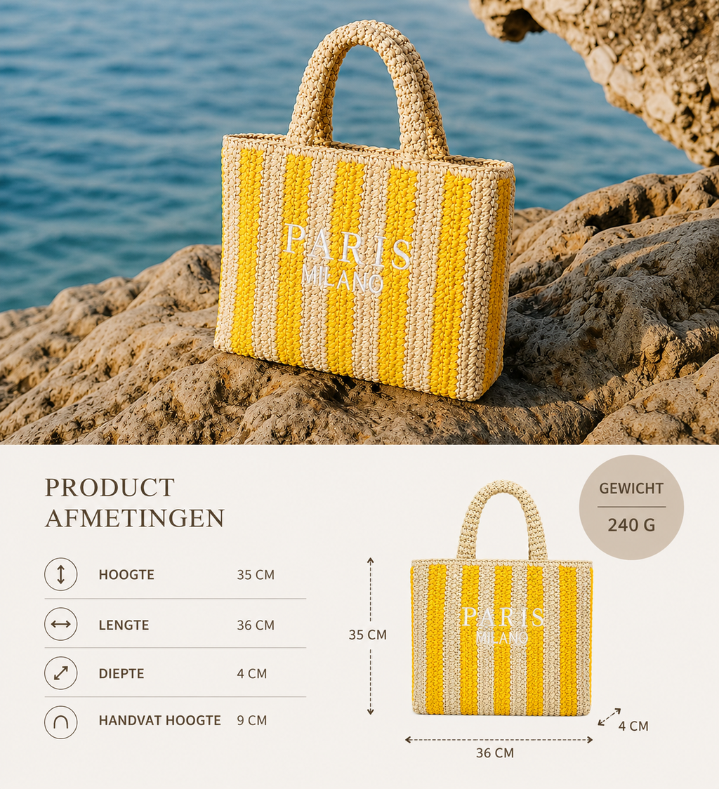 Vayen | Geweven Stro Tas Dames Luxe Shopper