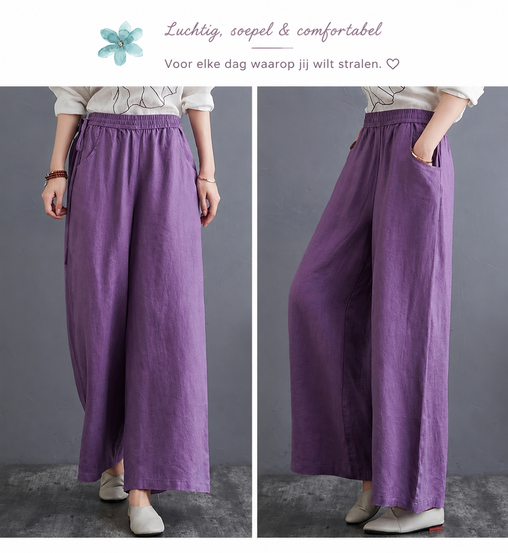 Yara | Linnen Palazzo Broek met Hoge Taille