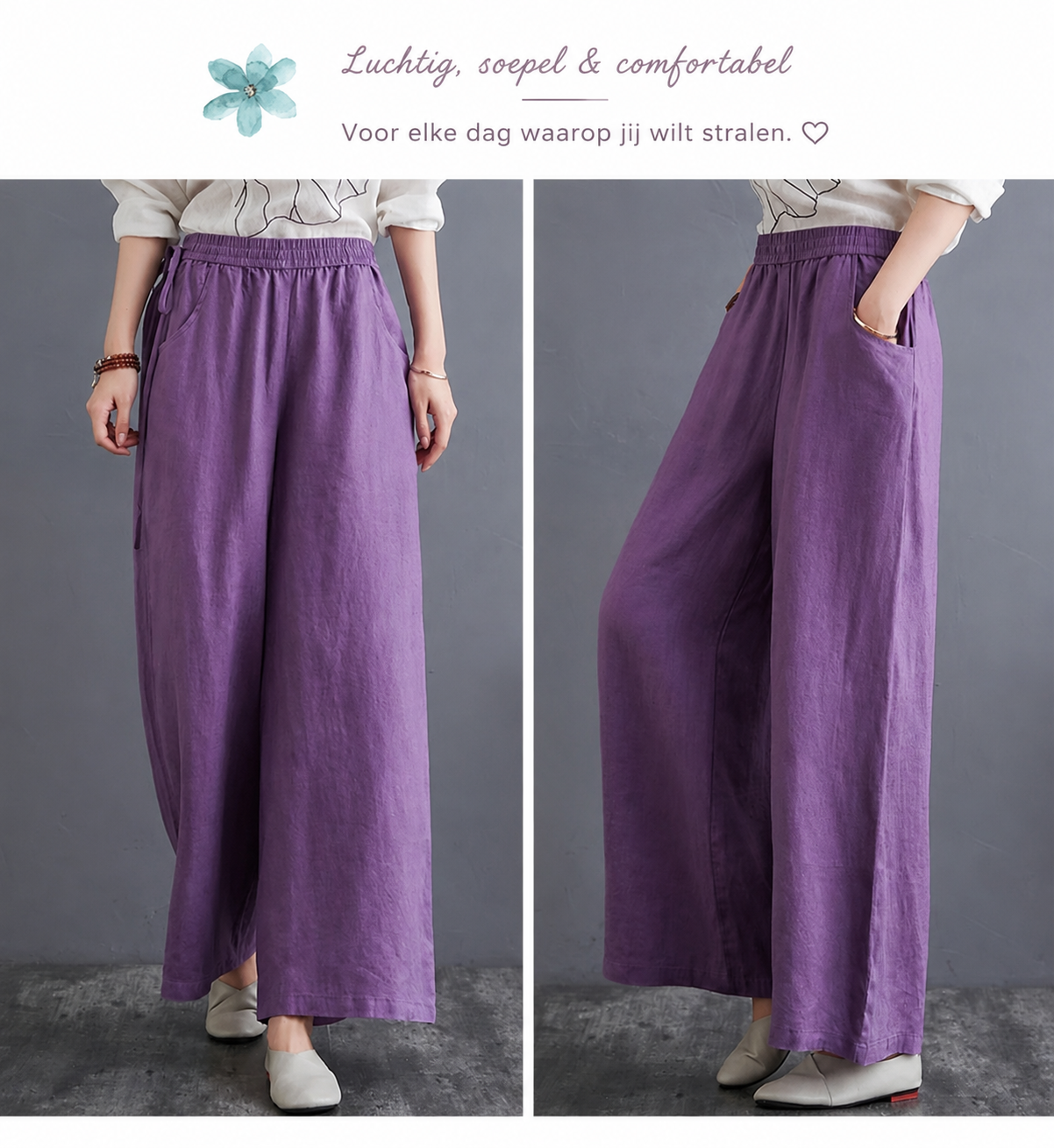 Yara | Linnen Palazzo Broek met Hoge Taille