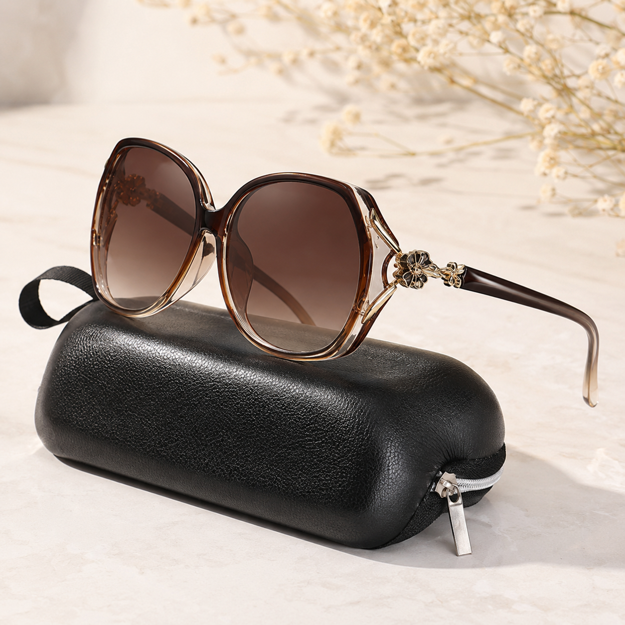 Lydia | Luxe Bloemvormige Zonnebril UV400 Dames