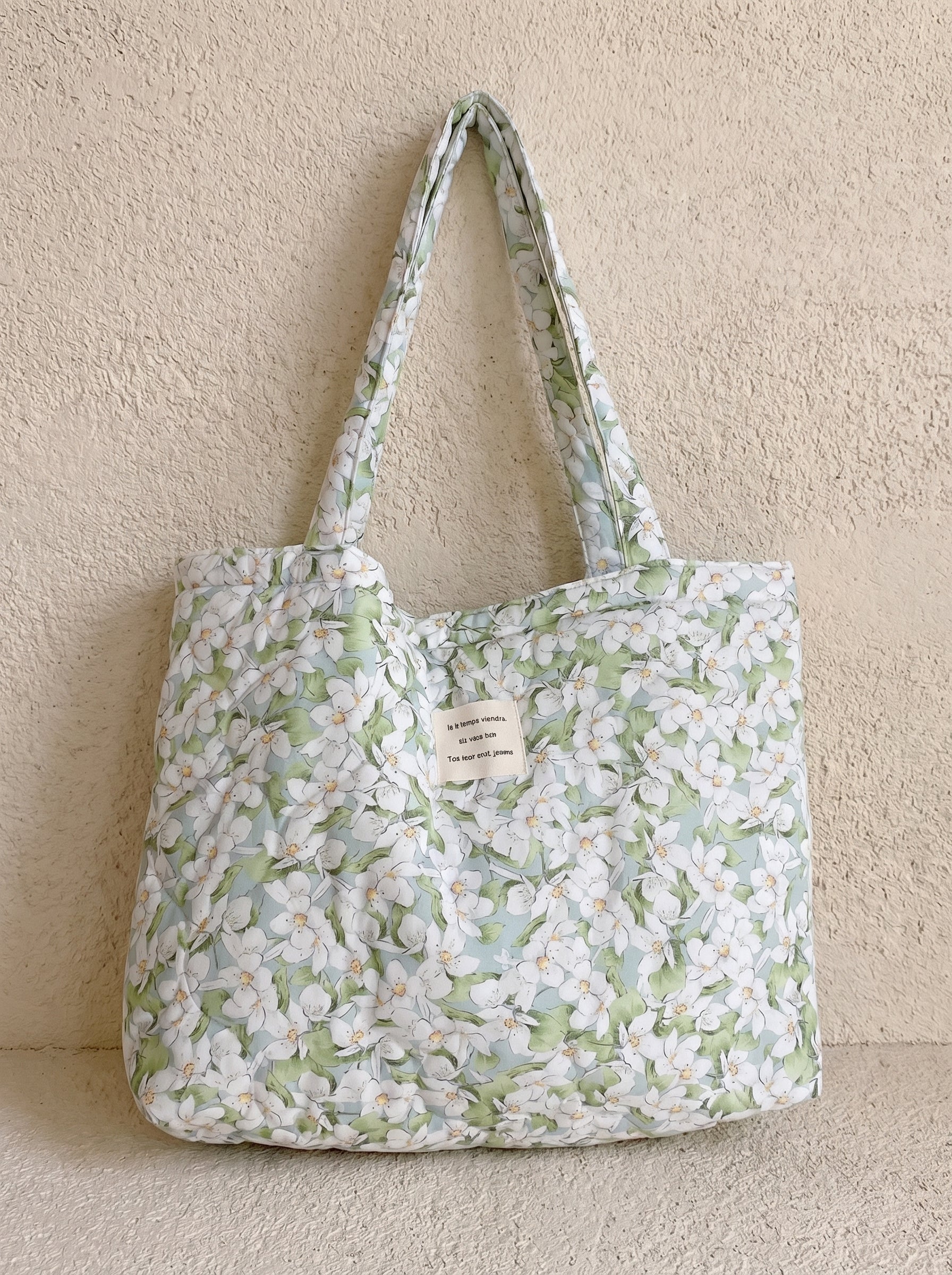 Schoudertas – Groen Bloemenpatroon & Katoen