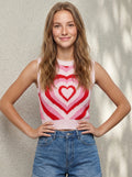 Skye | Mouwloze Dames Crop Top met Hartjes Knit