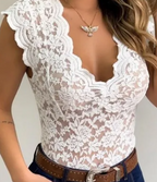 Melanie | Lace V-Hals Top Dames Chic