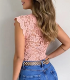 Melanie | Lace V-Hals Top Dames Chic