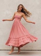 Rosa | Bohemian Katoenen Maxi Jurk met Open Rug