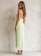 Capri | Elegante Halter Maxi Jurk met Split en Open Rug