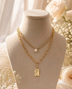 Liora | Layered Ketting Set met Bedel & Parel