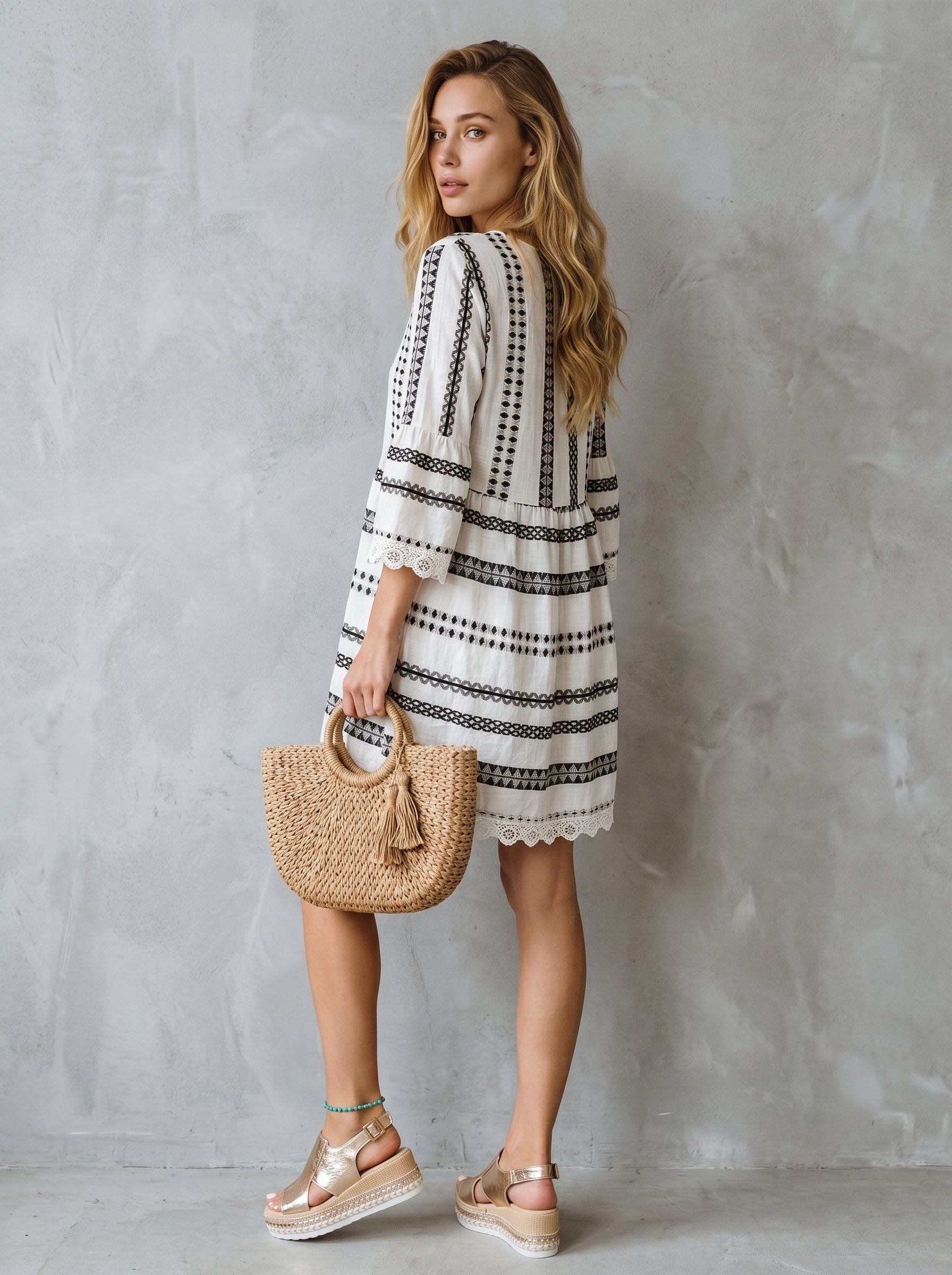 Palma | Boho V-hals Zomerjurk Dames met Korte A-lijn