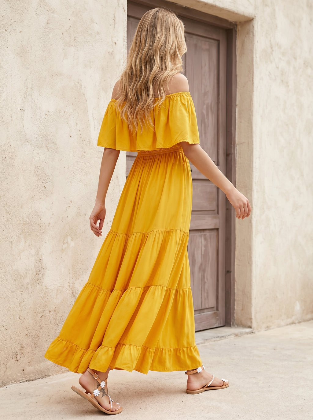 Isla | Boho Maxi Jurk met Off-Shoulder Halslijn