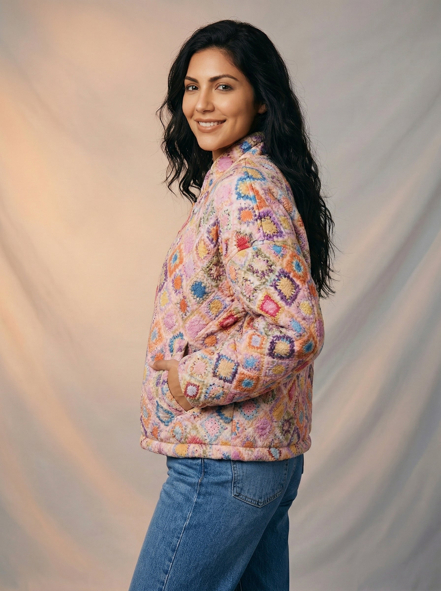 Stijlvolle Lente Jas met Print — Licht & Elegant