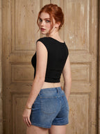 Luce | Rib Crop Top met Vierkante Halslijn