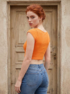 Luce | Rib Crop Top met Vierkante Halslijn