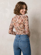 Sienna | Dames Bloemen Top met Col en Slim Fit Stretch