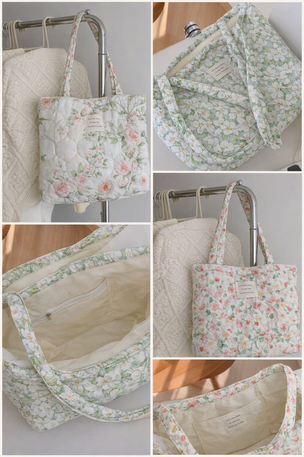 Schoudertas – Groen Bloemenpatroon & Katoen