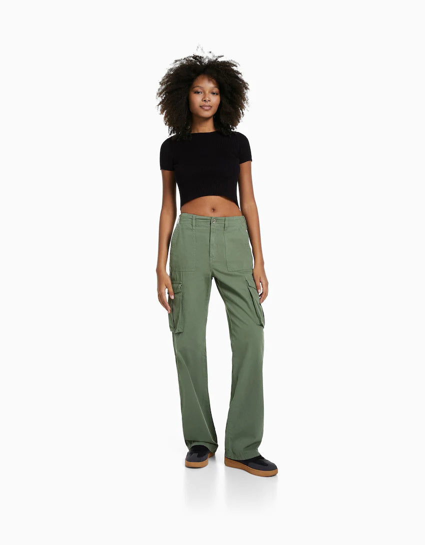 Autumna | Wide Leg Cargo Jeans Dames