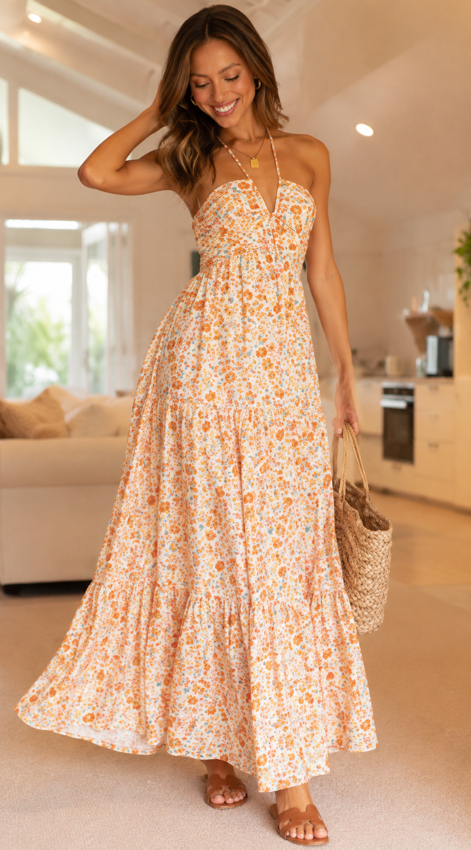 Fileine | Maxi Jurk Dames Chiffon Bloemenprint