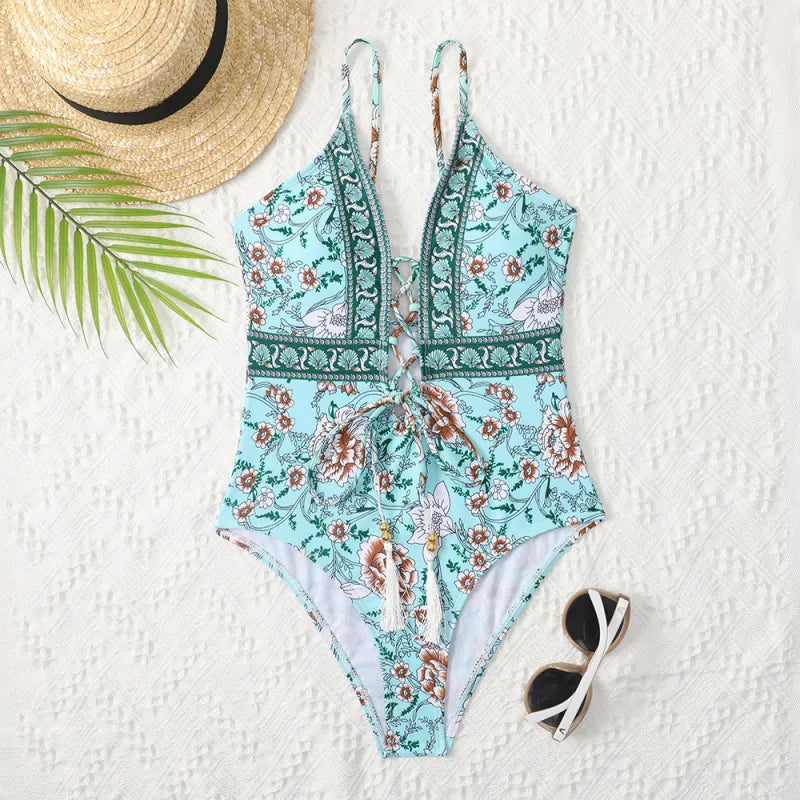 Zalina | Deep V-hals Badpak Dames Luxe Beachwear