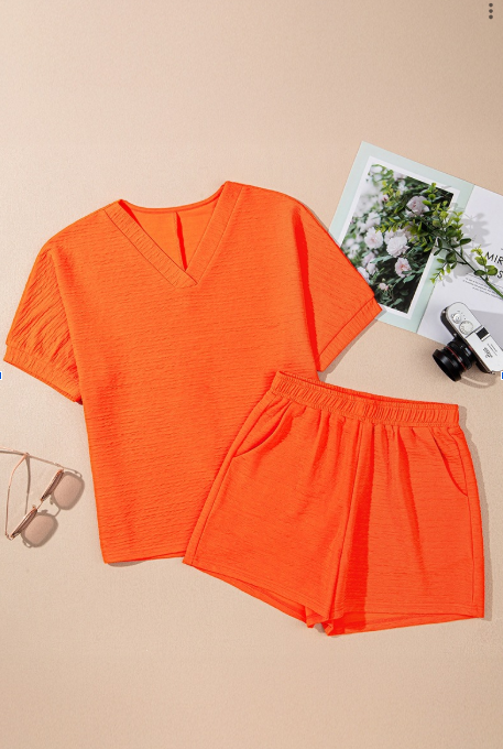 Sabine | Dames Co-ord Set met V-Hals Top & Short