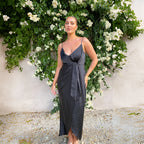 Isabella | Satin Midi Jurk Dames Chic