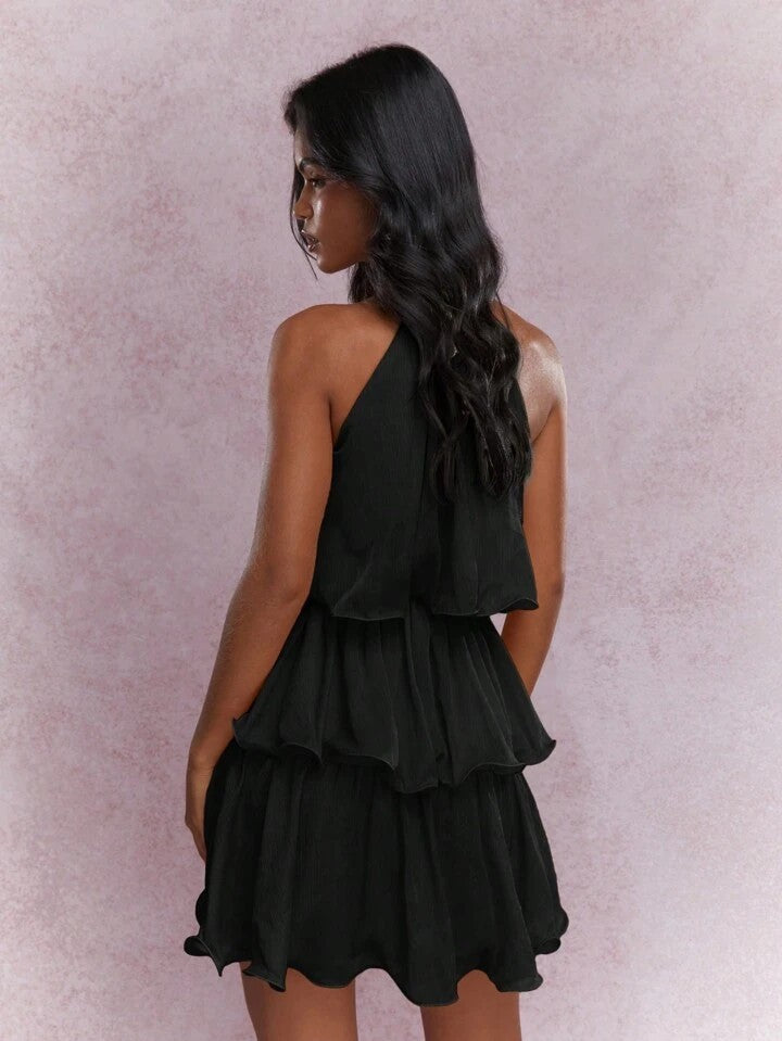 Alessia | Gelaagde Halter Maxi Jurk