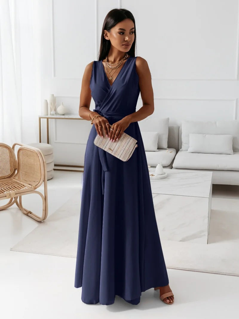 Selena | Elegante Maxi Jurk met Strikceintuur