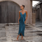 Isabella | Satin Midi Jurk Dames Chic