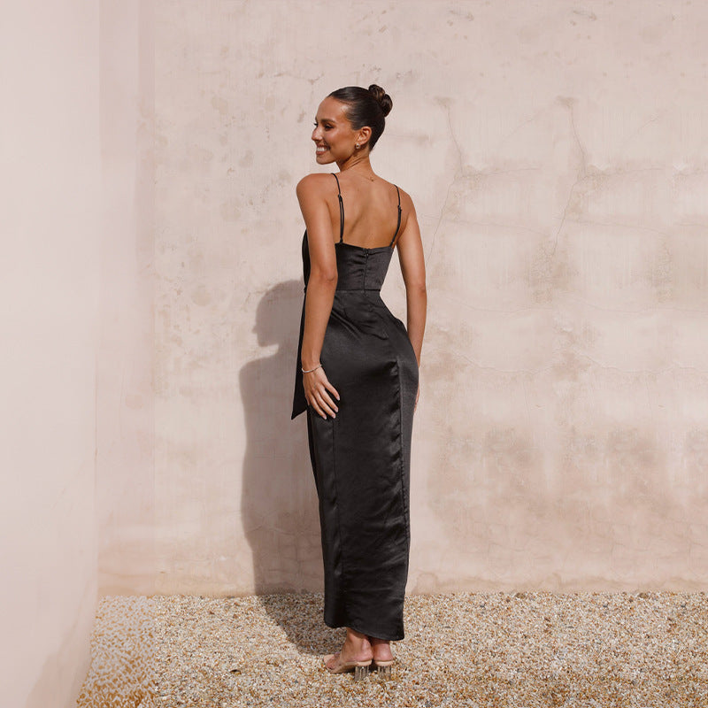 Isabella | Satin Midi Jurk Dames Chic