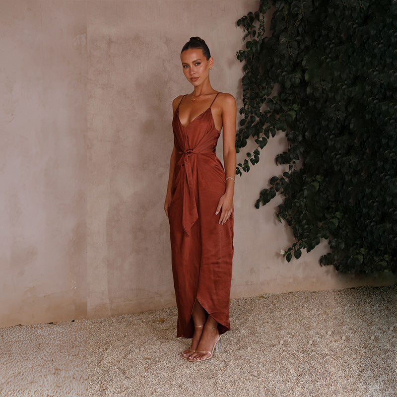 Isabella | Satin Midi Jurk Dames Chic
