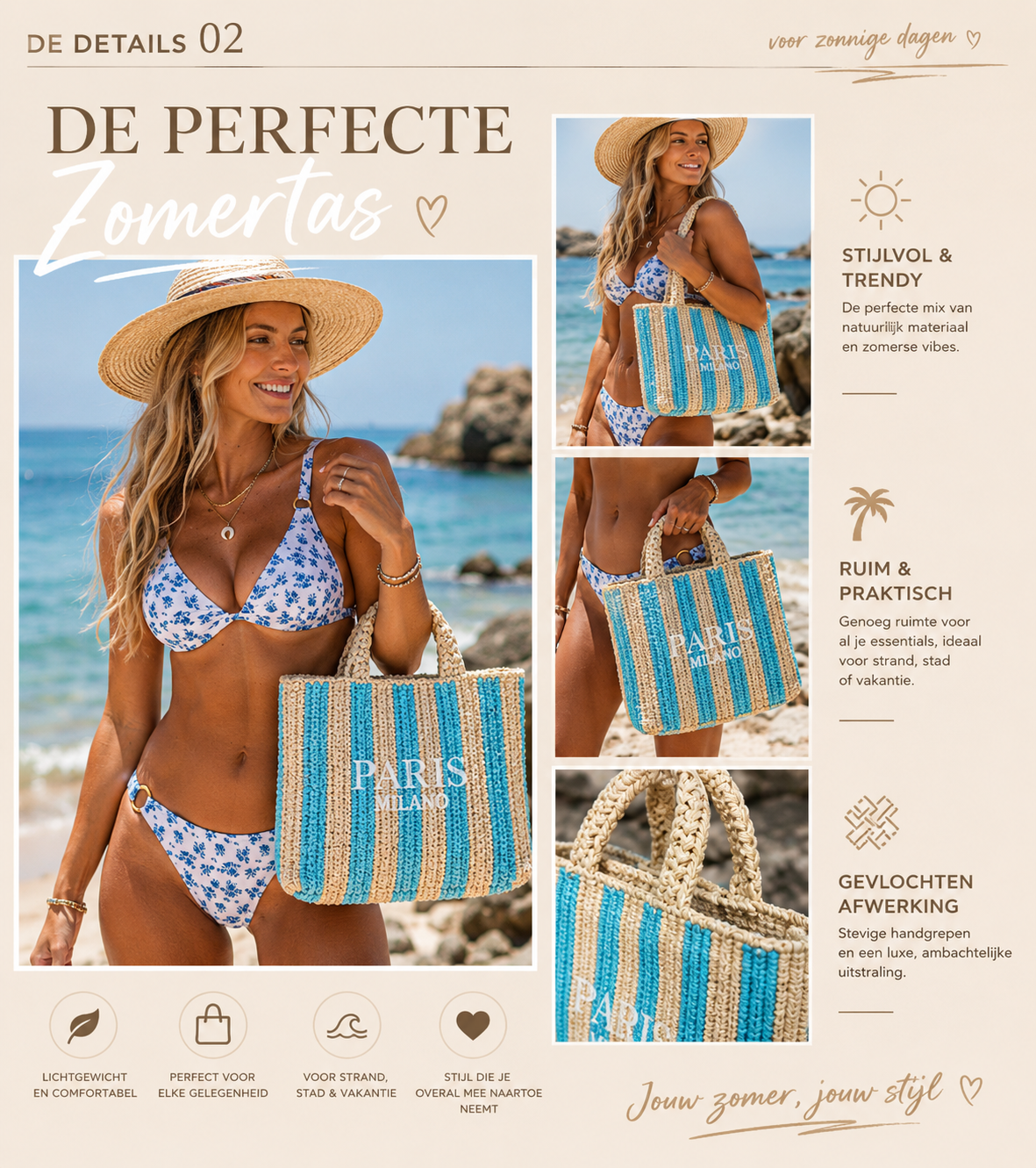 Vayen | Geweven Stro Tas Dames Luxe Shopper