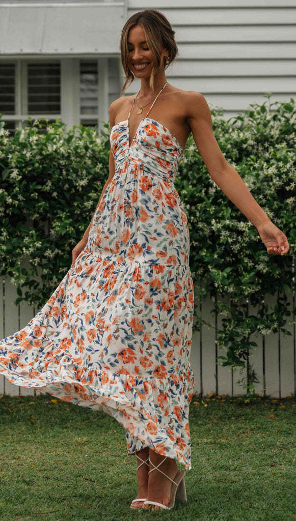 Fileine | Maxi Jurk Dames Chiffon Bloemenprint