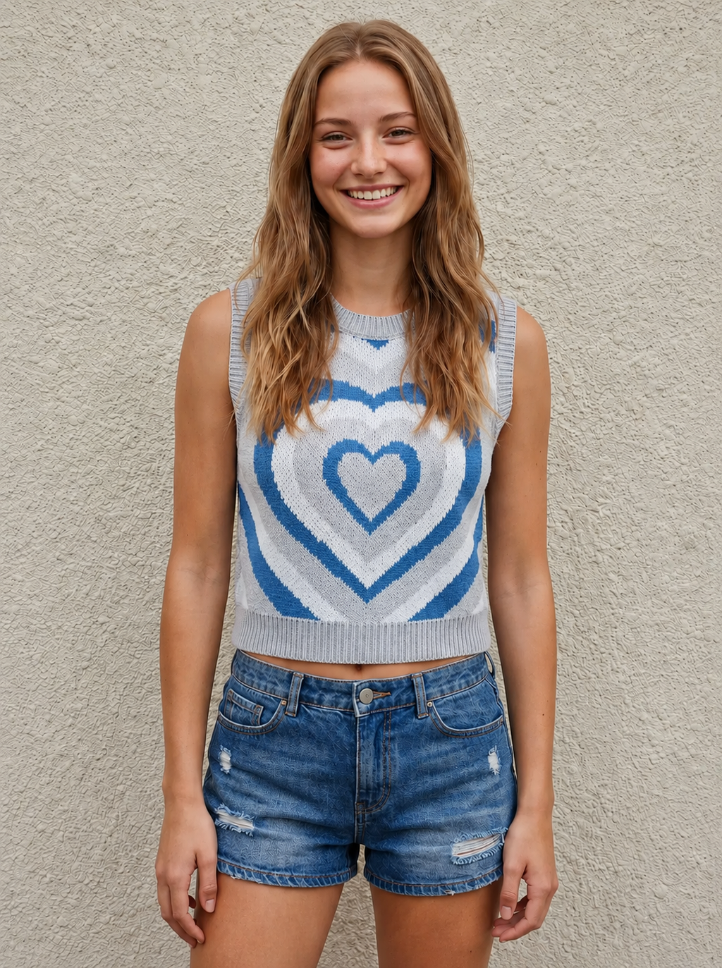 Skye | Mouwloze Dames Crop Top met Hartjes Knit