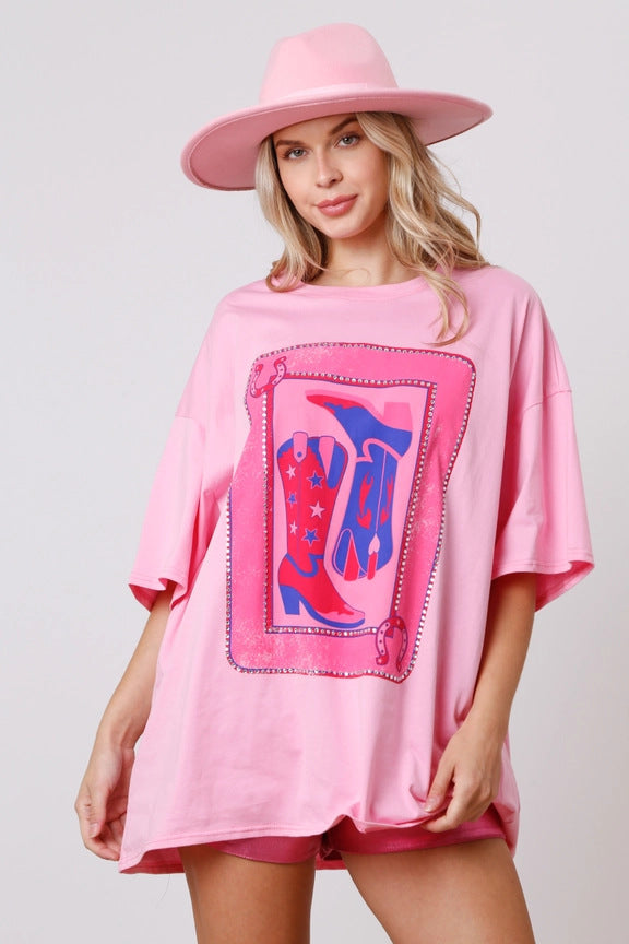 Dakota | Oversized Graphic Strass T-Shirt