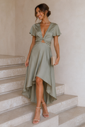 Shiva | Satin Wikkeljurk – Midi Feestjurk